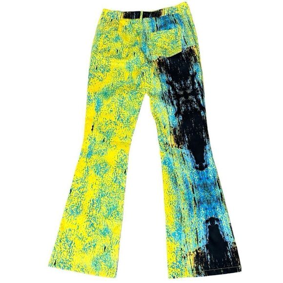 NwoT FINESSE Thea Multi Print Abstract High-rise Flare Leg Pants Long - Size M - Picture 3 of 7